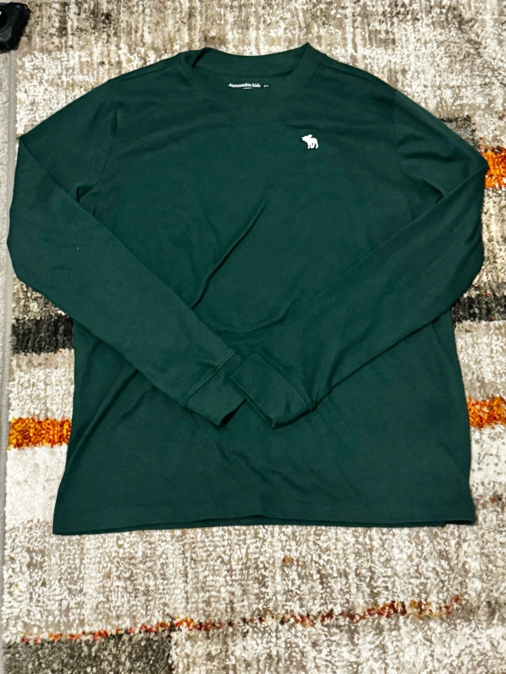 Abercrombie Kids Green Long Sleeve Moose Logo Shirt Size 11/12 Classic Fit